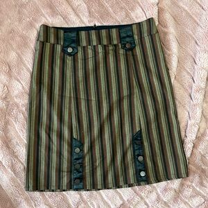 Lip service knee length pencil skirt brown and rust stripe size M